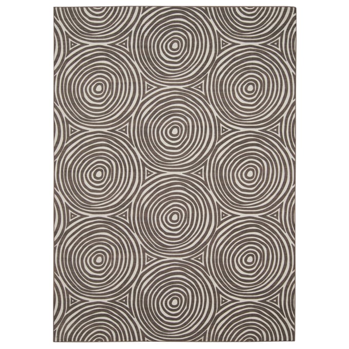 Linon Outdoor Washable Ocoee Ivory And Brown Rug - 60x36 LN-RUGOW2435