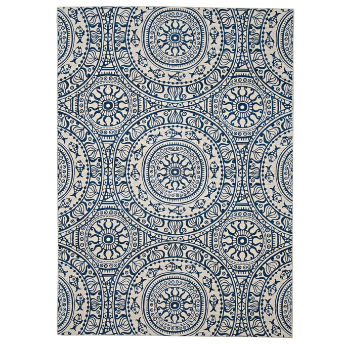 Linon Outdoor Washable Ormond Smoke Blue Rug - 60x36 LN-RUGOW2535