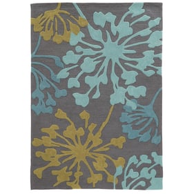 Linon Trio Dandelion Grey And Aqua Rug - 34x22