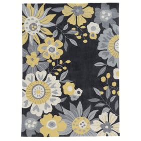 Linon Trio Wildflower Grey And Yellow Rug - 34x22