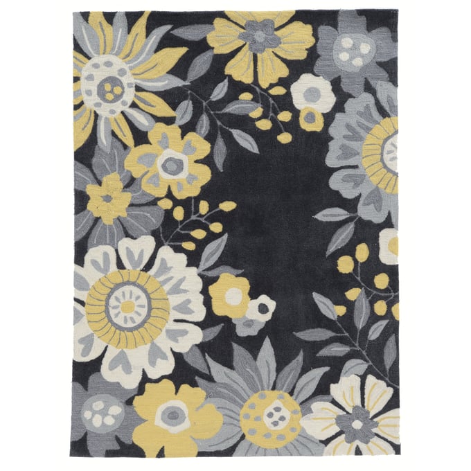 Linon Trio Wildflower Grey And Yellow Rug - 34x22 LN-RUGTA58223