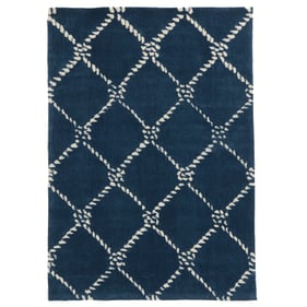 Linon Trio Rope Qua Navy And Ivory Rug - 34x22