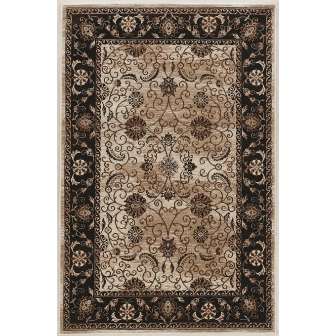 Linon Vintage Isfahan Ivory And Dark Blue Microfiber Polyester Rug - 36x24 LN-RUGVT3523