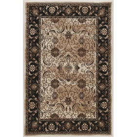 Linon Vintage Isfahan Ivory And Dark Blue Microfiber Polyester Rug - 120x96