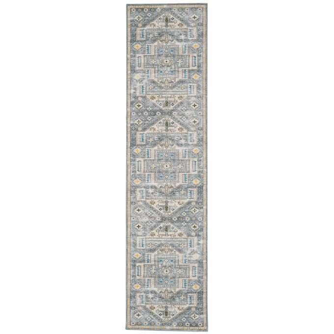 Linon Washable Parson Grey And Beige Rug - 96x24 LN-RUGWR0228