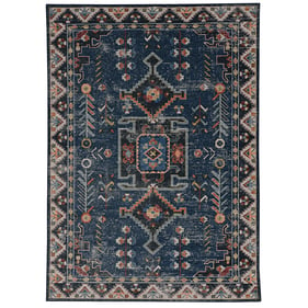 Linon Washable Larson Navy And Ivory Rug - 36x24