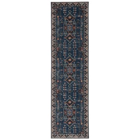 Linon Washable Larson Navy And Ivory Rug - 96x24