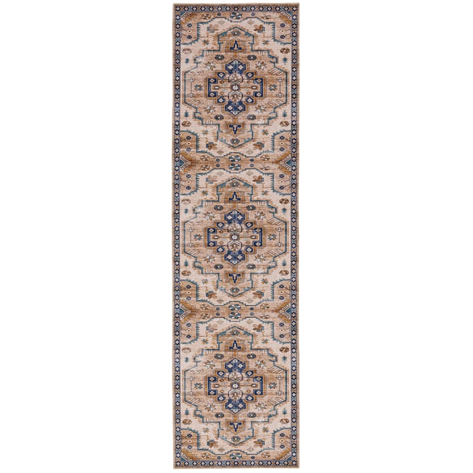 Linon Washable Julian Ivory And Gold Rug - 96x24 LN-RUGWR0828