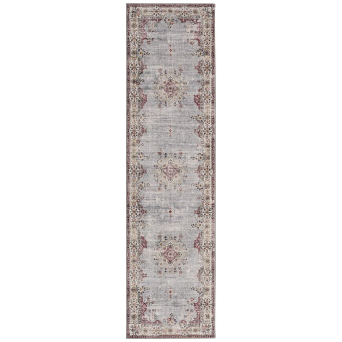 Linon Washable Lennox Pale Blue And Ivory Rug - 96x24 LN-RUGWR1228