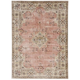 Linon Washable Blanton Pink And Ivory Rug - 36x24