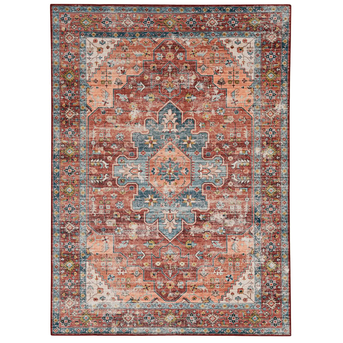 Linon Washable Carter Rust And Ivory Rug - 60x36 LN-RUGWR1435