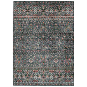 Linon Washable Grant Teal And Ivory Rug - 36x24