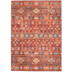 Linon Washable Devlin Red And Ivory Rug - 36x24