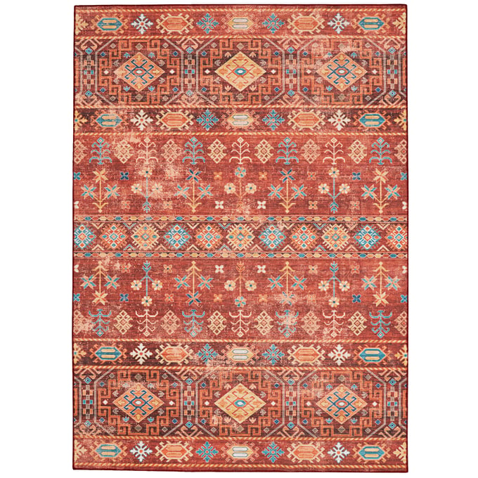 Linon Washable Devlin Red And Ivory Rug - 36x24 LN-RUGWR1923