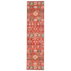 Linon Washable Devlin Red And Ivory Rug - 96x24