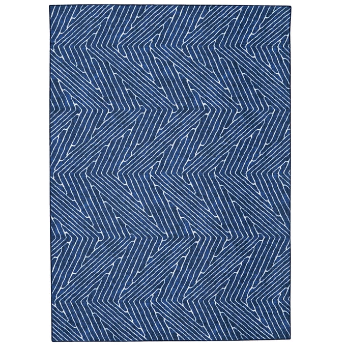 Linon Washable Fuller Blue And Ivory Rug - 36x24 LN-RUGWR3723