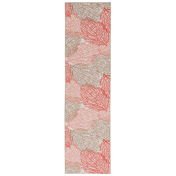 Linon Washable Haylee Ivory And Coral Rug - 96x24 LN-RUGWR4028