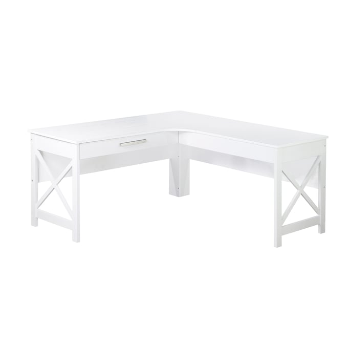 Saint Birch Alaska White Farmhouse L Shaped Desk with Drawer SANT-SBAK0234LDWW