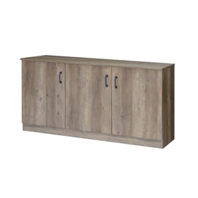 Saint Birch Alaska Brown Rustic Oak 3 Door Credenza Storage Cabinet