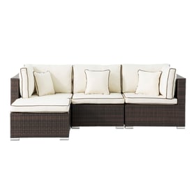 Saint Birch Carrington Brown Beige 4pc Rattan Sectional Seating Set