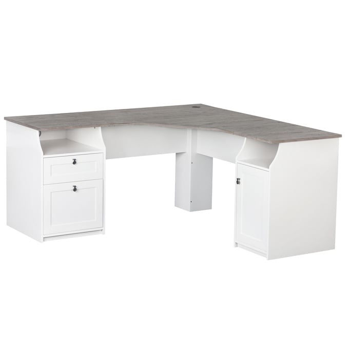 Saint Birch Finley White Gray Oak 63 Inch L Shape Desk SANT-SBFL1225LDWG