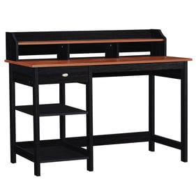 Saint Birch Finley Black Teak 47 Inch Writing Desk with Hutch