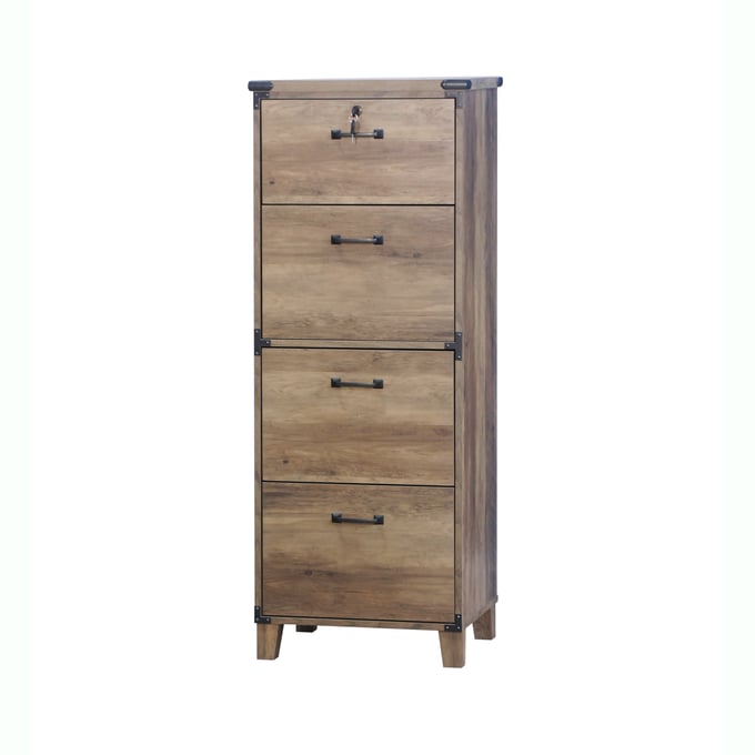 Saint Birch Oxford Rustic Oak 4 Drawer Lateral File Cabinet SANT-SBOF4901LFRO