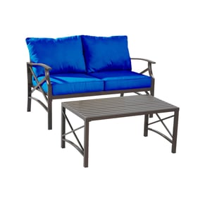 Saint Birch Luxi Navy Blue Loveseat with Coffee Table