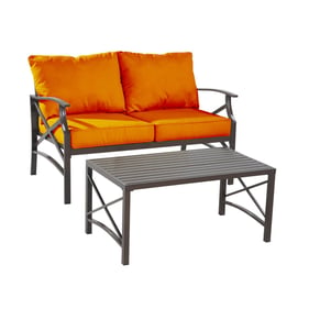 Saint Birch Luxi Orange Loveseat with Coffee Table