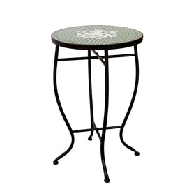 Saint Birch Black Metal Accent Table with Mosaic top