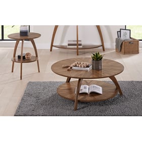 Martin Svensson LAX Nutmeg Brown Round 3pc Coffee Table Set