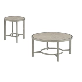 Martin Svensson Corfu White Oak Antiqued Round 3pc Coffee Table Set