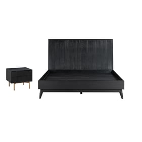 Luxur Living Berula Black Brushed 2pc Bedroom Set with Queen Platform Bed