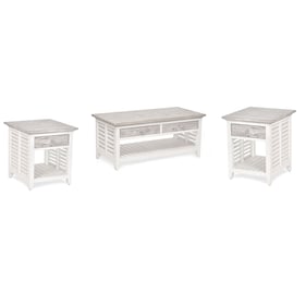 Sea Winds Islamorada Gray White 3pc Coffee Table Set