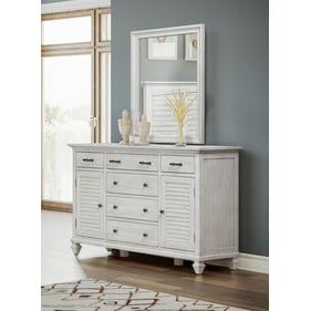 Sea Winds Surfside White 6 Drawer Dresser and Mirror