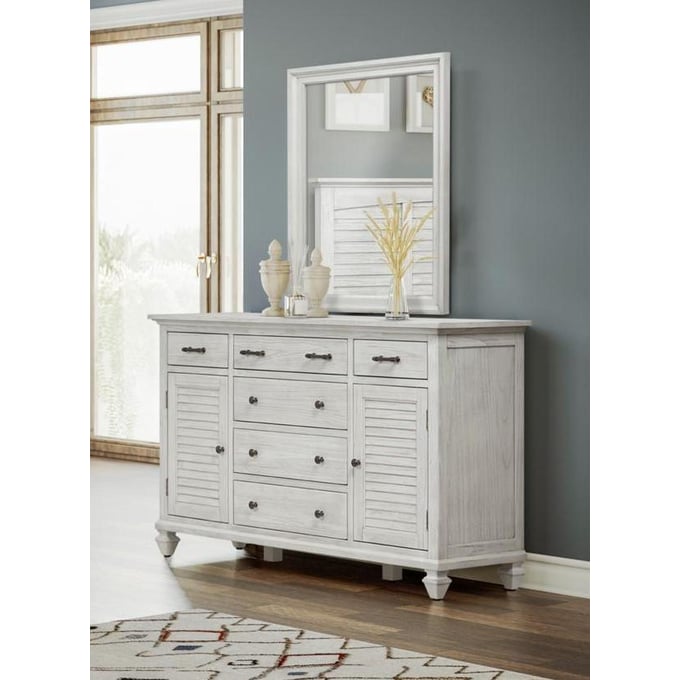 Sea Winds Surfside White 6 Drawer Dresser and Mirror SEWN-B2773-WW-DRMR