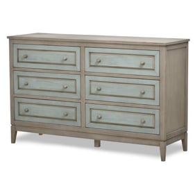 Sea Winds Sanibel Green Grey 6 Drawer Dresser and Mirror