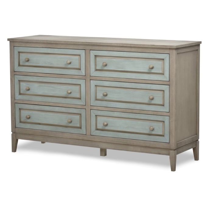 Sea Winds Sanibel Green Grey 6 Drawer Dresser and Mirror SEWN-B29936-DRMR