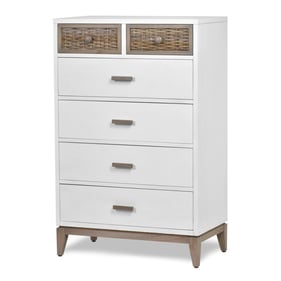 Sea Winds Kauai White 6 Drawer Split Vertical Chest