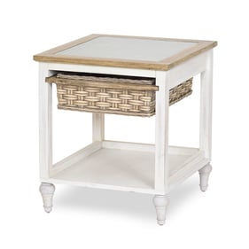 Sea Winds Island Breeze White Brown Basket End Table