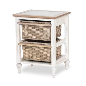 Sea Winds Island Breeze White Brown 2 Baskets Storage Cabinet