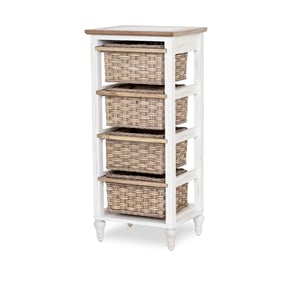 Sea Winds Island Breeze White Brown 4 Baskets Vertical Storage Cabinet