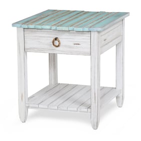 Sea Winds Picket Fence Blue White Wood End Table