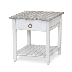 Sea Winds Picket Fence Gray White Wood End Table