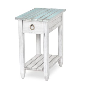 Sea Winds Picket Fence Blue White Chairside Table