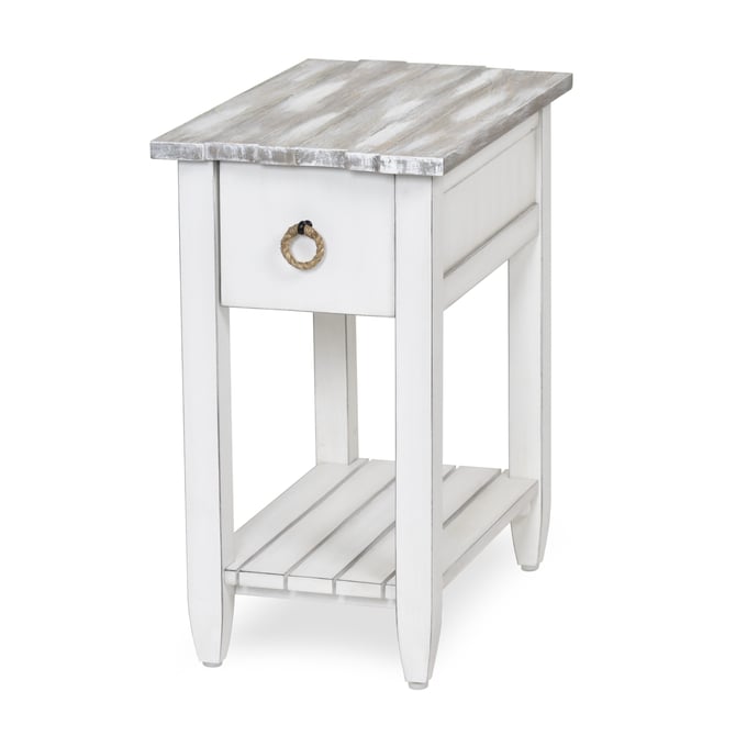 Sea Winds Picket Fence Gray White Chairside Table SEWN-B78205-GREY-BLANC