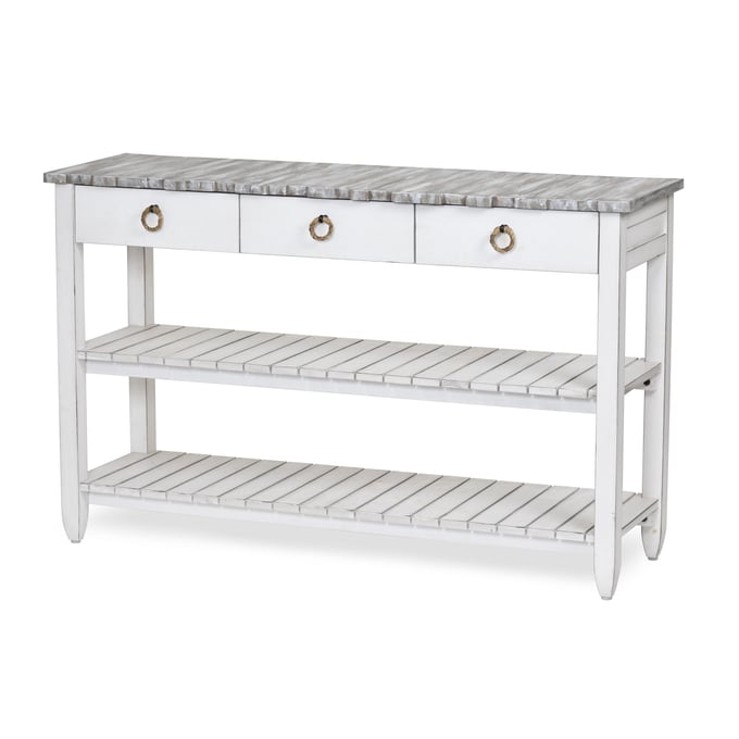 Sea Winds Picket Fence Gray White Entertainment TV Stand SEWN-B78219-GREY-BLANC