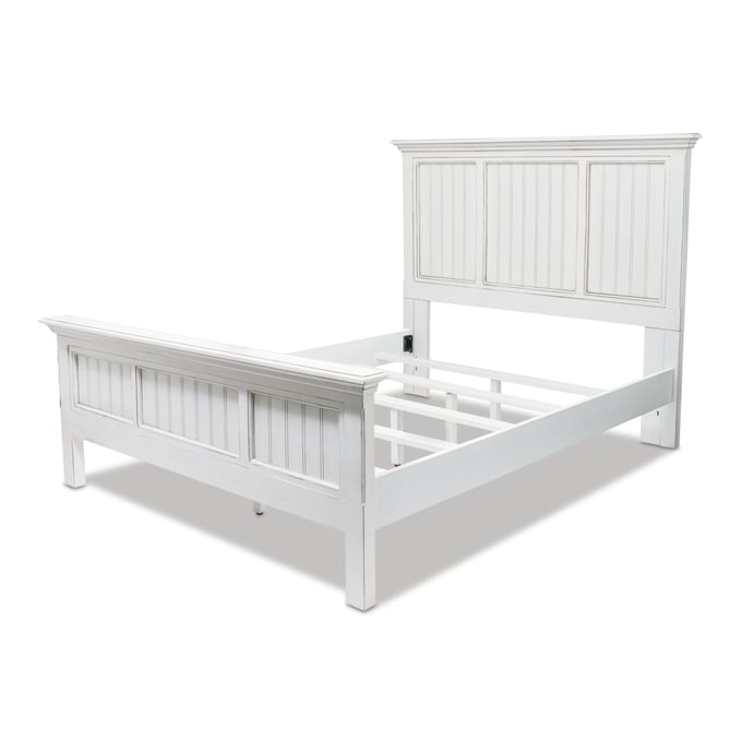 Sea Winds Monaco White Wood King Panel Bed SEWN-B818KBED-BLANC