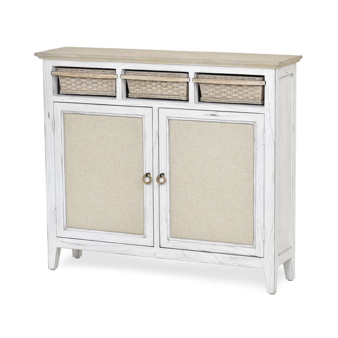 Sea Winds Captiva Island White Light Brown Entry Cabinet with Baskets SEWN-B86322-BSAND-WW