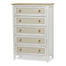 Sea Winds Captiva Island White Light Brown 5 Drawers Chest